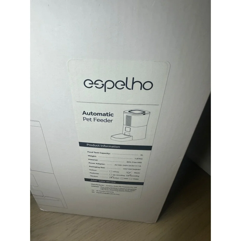 Espelho Automatic Pet Feeder 4L for Cats‎ Dogs Black BPA-Free Basic Type 1.87KG